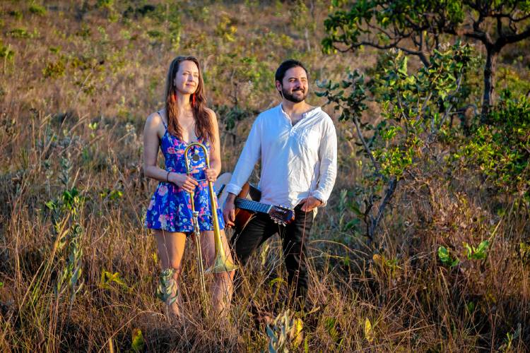 Natalie Cressman and Ian Faquini, an unusual duo of trombone and classical guitar, will play a range of Brazilian music and other styles at The Drake in Amherst on April 9.